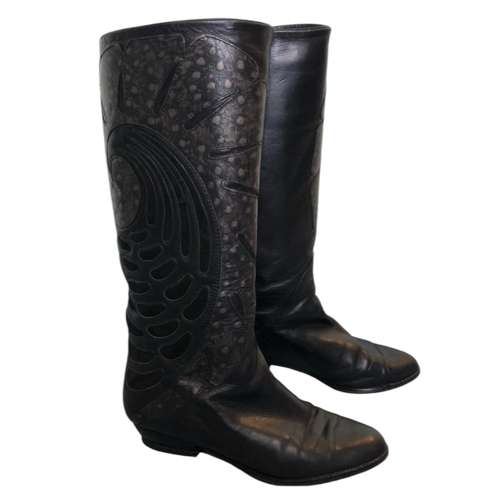 Tatiana Vintage Italian Leather Boots Patterned Size 38 US 7.5 - Picture 6 of 17